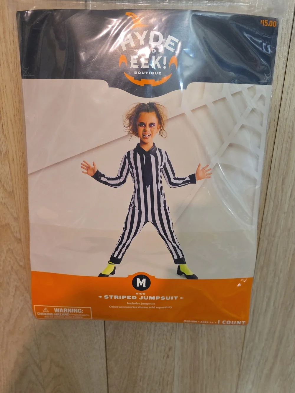 KIDS BEETLEJUICE JUMPSUIT COSTUME SIZE M3DIUM